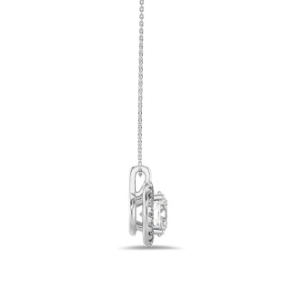 1.00 carat diamond halo necklace in white gold