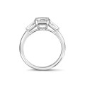 2.00 carat trilogy ring in white gold with a princess diamond and tapered baguettes