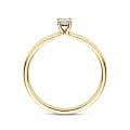 0.15 carat solitaire ring with a cushion cut diamond in yellow gold