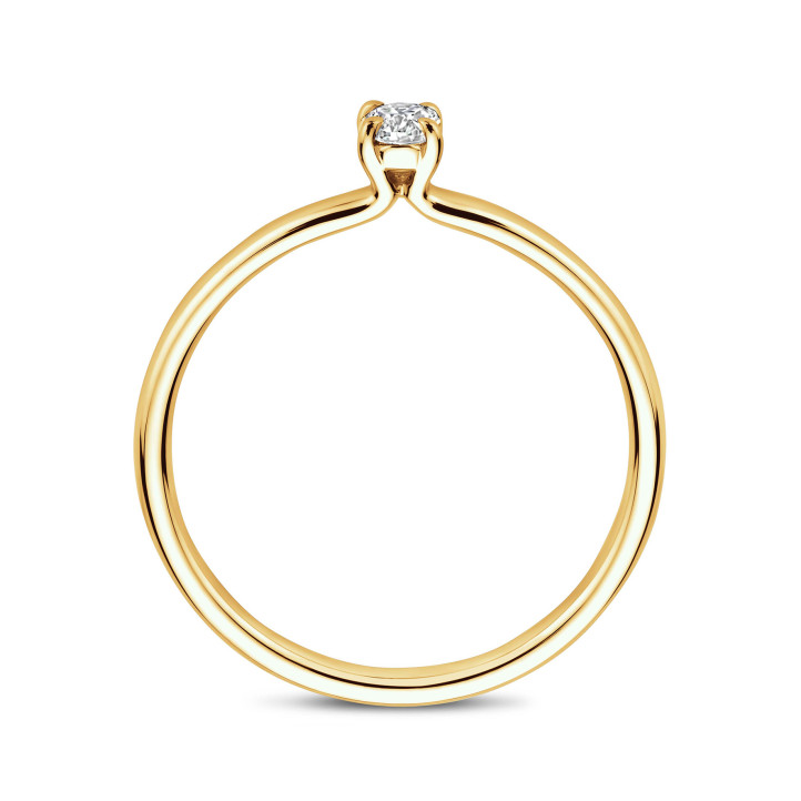 0.15 carat solitaire ring with a oval cut diamond in yellow gold