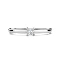 0.15 carat solitaire ring with a princess cut diamond in white gold