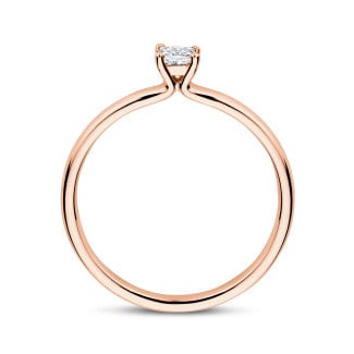 Rings - 0.15 carat solitaire ring with a princess cut diamond in red gold