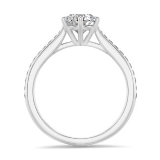 Engagement - 2.00 carat solitaire diamond ring in white gold with side diamonds