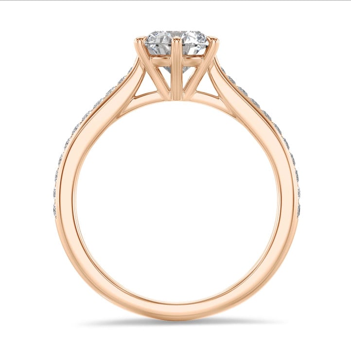 2.50 carat solitaire diamond ring in red gold with side diamonds