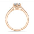 2.50 carat solitaire diamond ring in red gold with side diamonds
