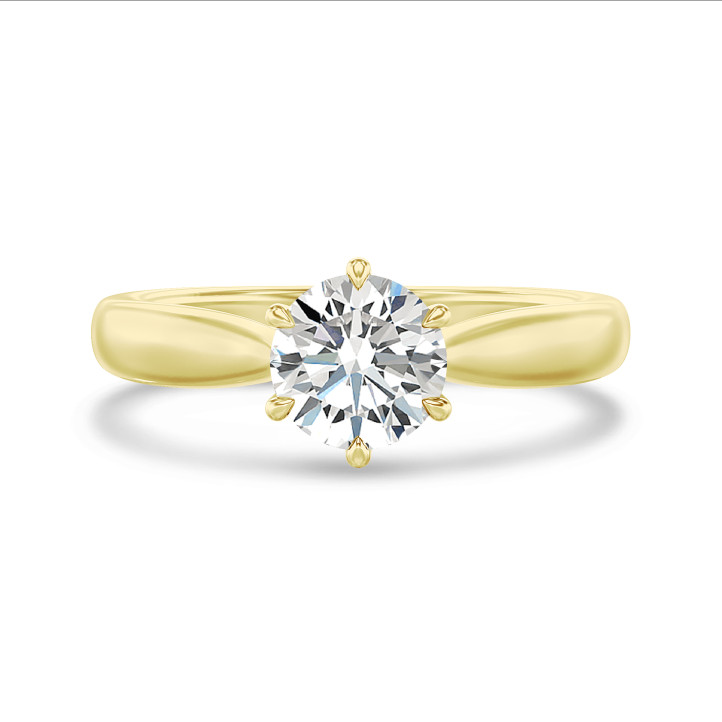 1.25 carat solitaire diamond ring in yellow gold