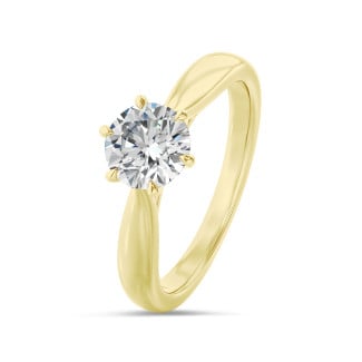 1.50 carat solitaire diamond ring in yellow gold