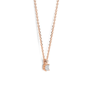 Necklaces - 0.15 carat solitaire pendant with a radiant cut diamond in red gold