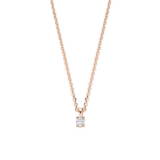 Necklaces - 0.15 carat solitaire pendant with a oval cut diamond in red gold