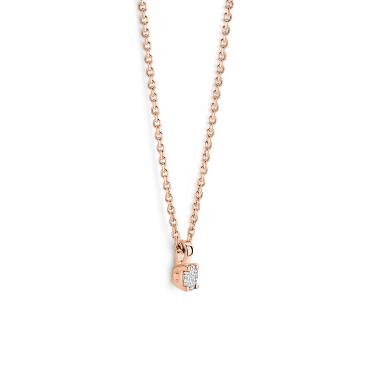 0.15 carat solitaire pendant with a oval cut diamond in red gold