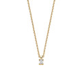 0.15 carat solitaire pendant with a emerald cut diamond in yellow gold