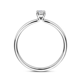 Rings - 0.15 carat solitaire ring with a round cut diamond in white gold