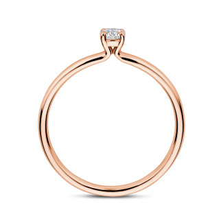 Rings - 0.15 carat solitaire ring with a round cut diamond in red gold