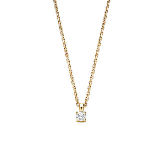 0.15 carat solitaire pendant with a round cut diamond in yellow gold