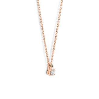 Necklaces - 0.15 carat solitaire pendant with a round cut diamond in red gold