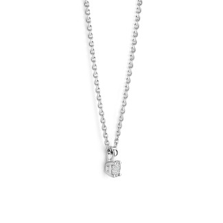 Necklaces - 0.15 carat solitaire pendant with a oval cut diamond in white gold