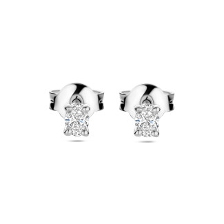 Earrings - 0.30 carat solitaire earrings with oval cut diamonds in white gold