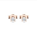0.30 carat solitaire earrings with round cut diamonds in red gold