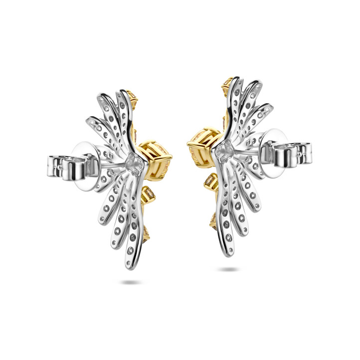 One of a kind - 6.21 carat wing earrings in white and yellow gold