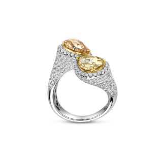 Rings - One of a kind - 4.73 carat Toi et Moi ring in yellow and white gold