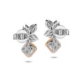 One of a kind - 3.37 carat green diamond earrings in white and red gold