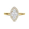 0.70Ct halo ring in yellow gold with Marquise diamond
