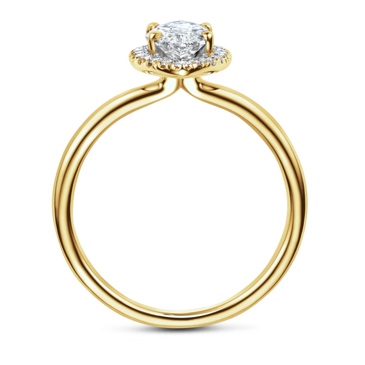 1.50Ct halo ring in yellow gold with Marquise diamond