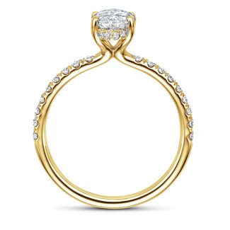 Rings - 2.00 Ct. solitaire ring in yellow gold with Marquise diamond and hidden halo
