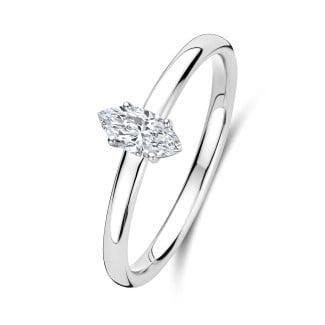 0.15 carat solitaire ring with a Marquise cut diamond in white gold