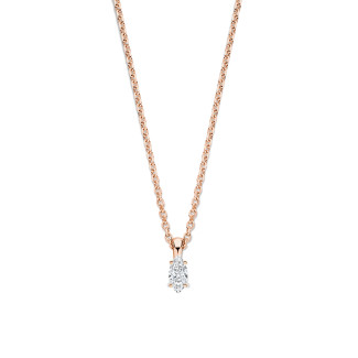 0.15 carat solitaire pendant with a Marquise cut diamond in red gold
