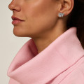 1.00 carat diamond rose design earrings in white gold