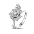 0.50 carat diamond rose design ring in white gold