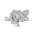 0.50 carat diamond rose design ring in white gold