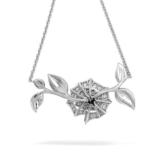1.45 carat diamond rose design necklace in white gold