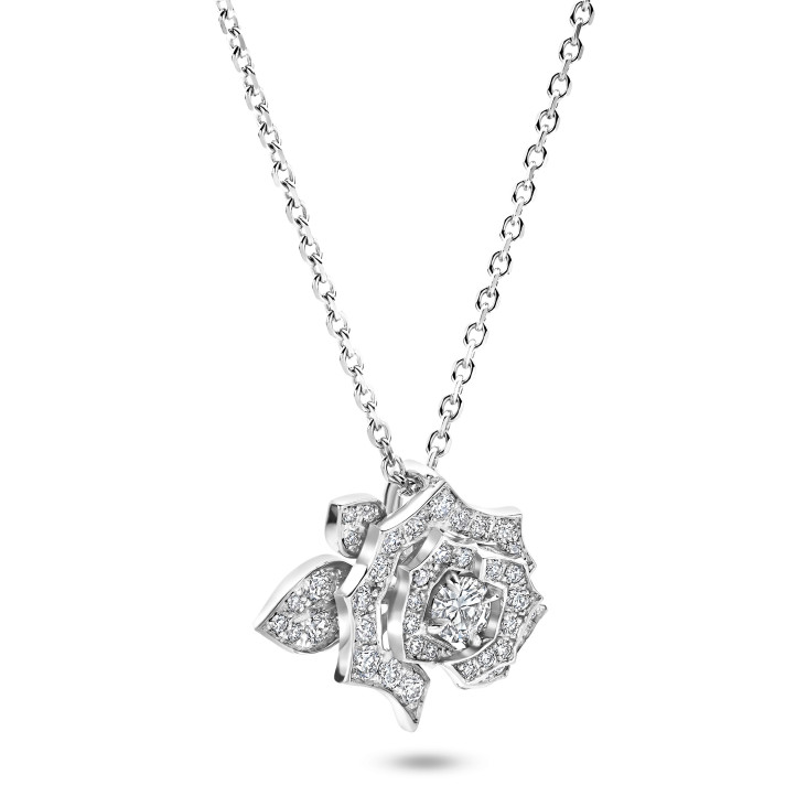 0.50 carat diamond rose design pendant in white gold
