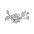 1.50 carat diamond rose design brooch in white gold