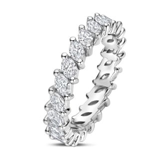 1.75 carat full-set eternity ring with marquise cut diamonds in white gold