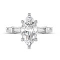 1.00 carat trilogy ring in white gold with marquise diamond and tapered baguettes