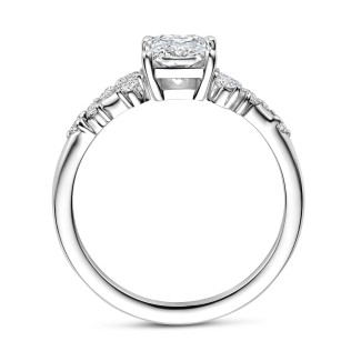 Rings - 1.50 carat solitaire cluster ring in white gold with a radiant cut diamond