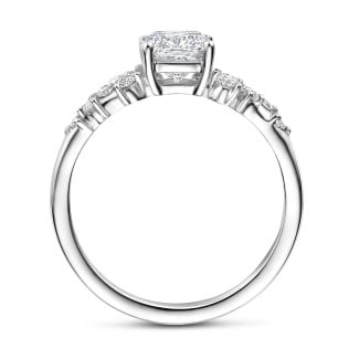 1.50 carat solitaire cluster ring in white gold with a cushion cut diamond
