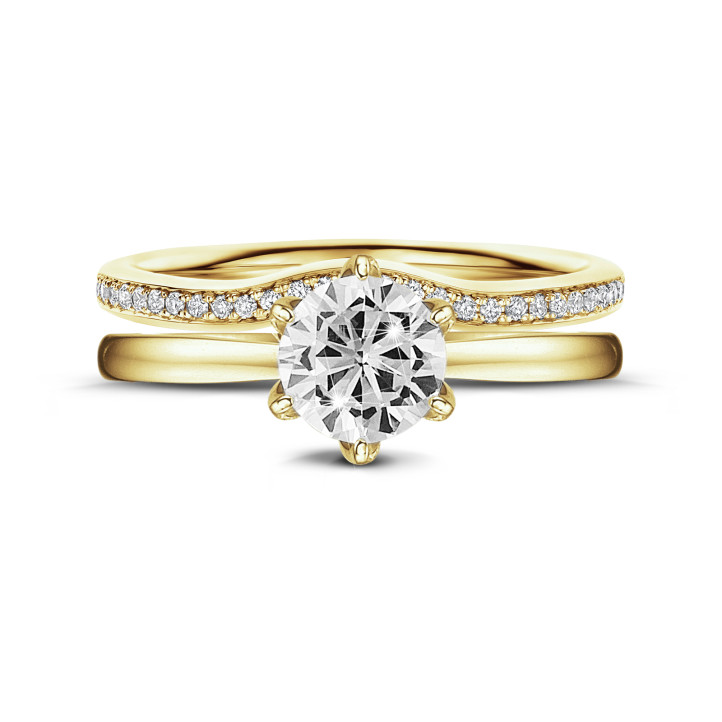 2.00 carat solitaire ring in yellow gold with round diamond