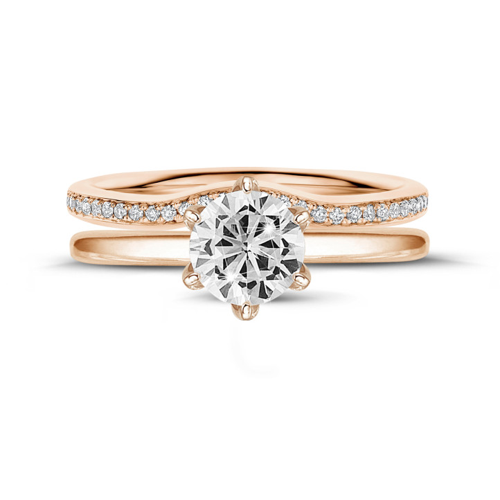2.50 carat solitaire ring in red gold with round diamond