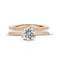 2.50 carat solitaire ring in red gold with side diamonds