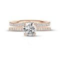 2.50 carat solitaire ring in red gold with side diamonds
