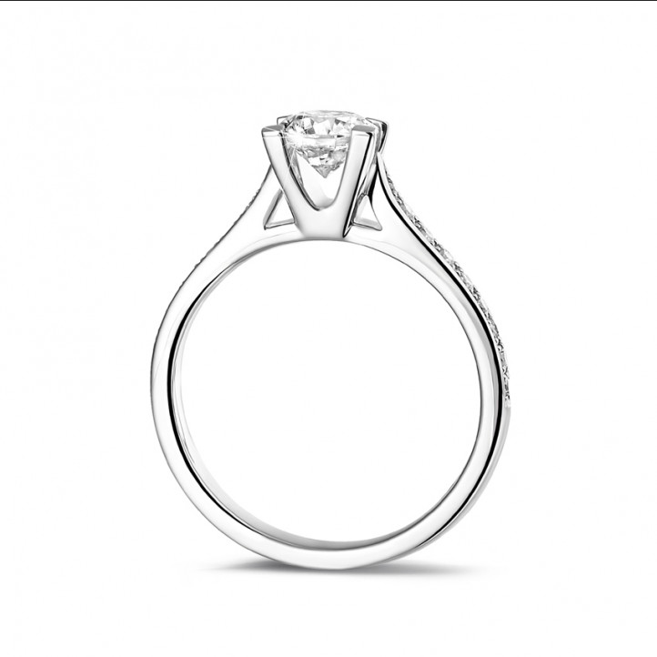 0.70 carat solitaire diamond ring in white gold with side diamonds
