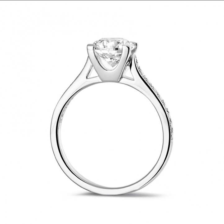 1.25 carat solitaire diamond ring in white gold with side diamonds