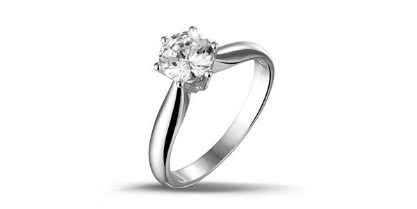 Diamond solitaire ring in white gold