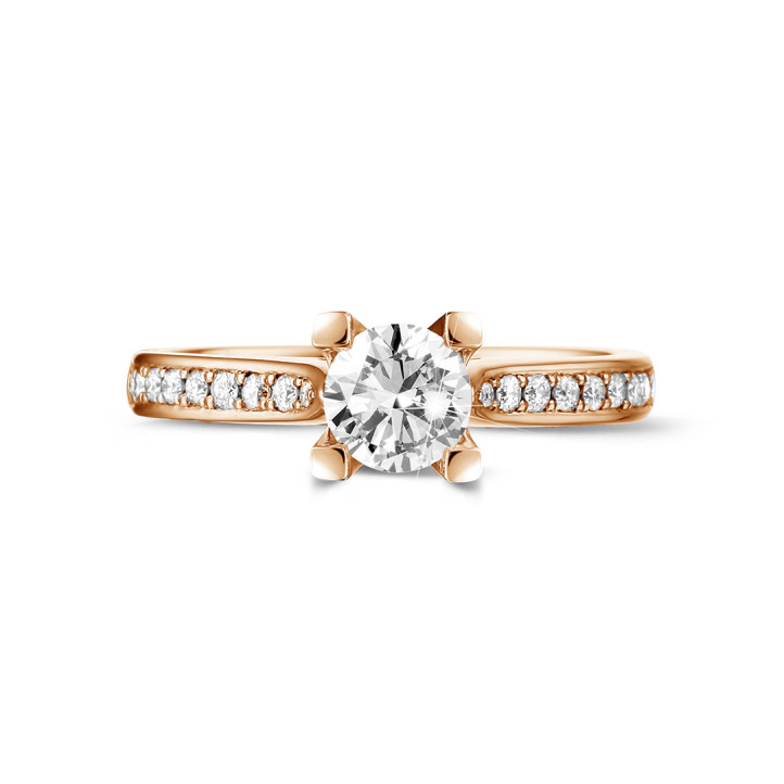 0.50 carat solitaire diamond ring in red gold with side diamonds