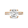 3.00 carat solitaire diamond ring in red gold with side diamonds