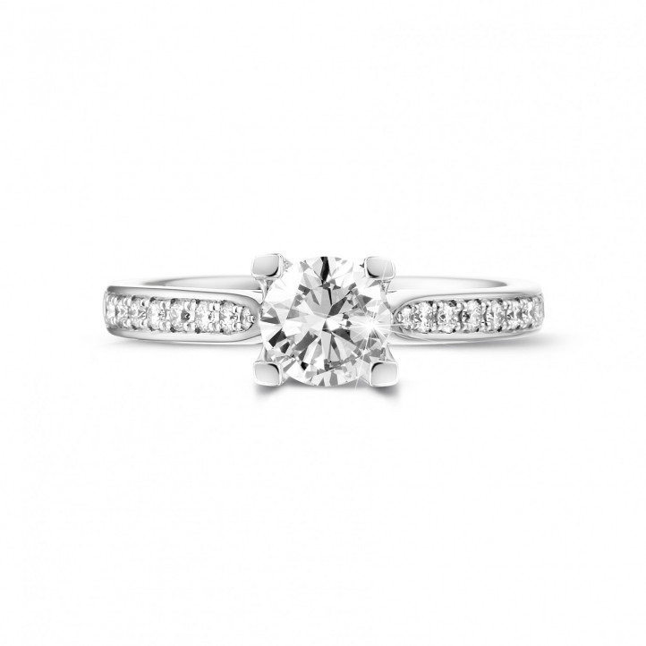 0.70 carat solitaire diamond ring in platinum with side diamonds
